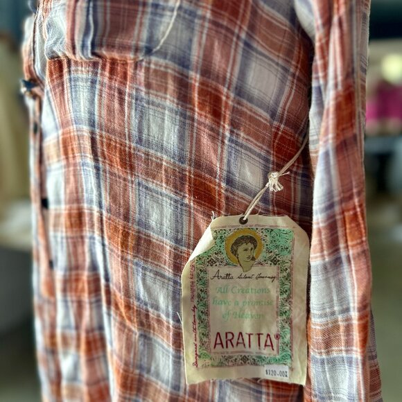 Aratta Plaid Mixed Media Button-Down Shirt Flannel - Picture 3 of 6